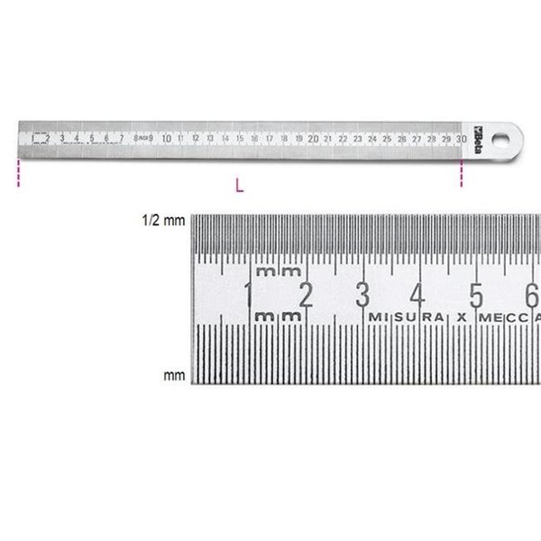 Beta Beta Tools USA 016830030 1683 300 mm. Stainless Steel Semi-Rigid Graduated Ruler 16830030